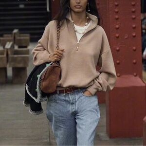 Everlane Brown Tan Quarter Zip Large